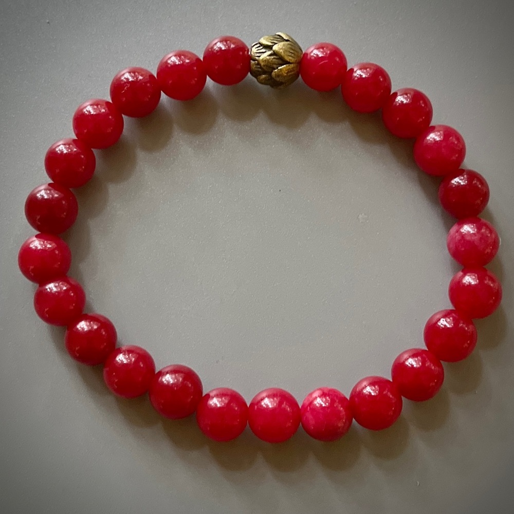 Red Jade Handcrafted Bead Bracelet